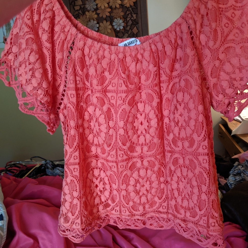 Coral off the shoulder top